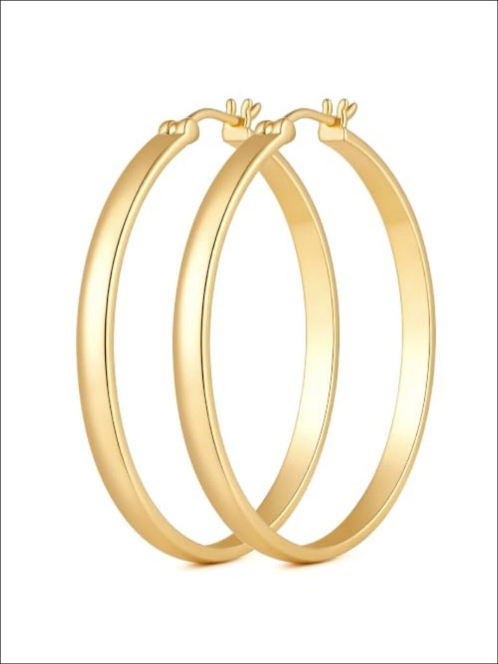 14K Gold Plated Hoop Earrings for Women Latch Back Wide Hoop